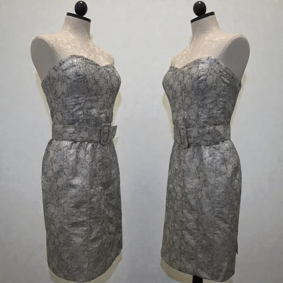 Badgley Mischka Designer Evening Mini Midi 3-Piece Belted Set Dress 6-Medium - Picture 4 of 9